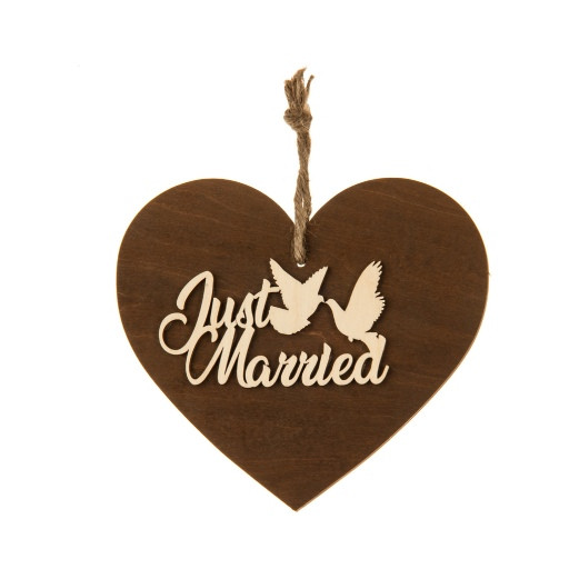 3-D Holzherz «Just Married»
