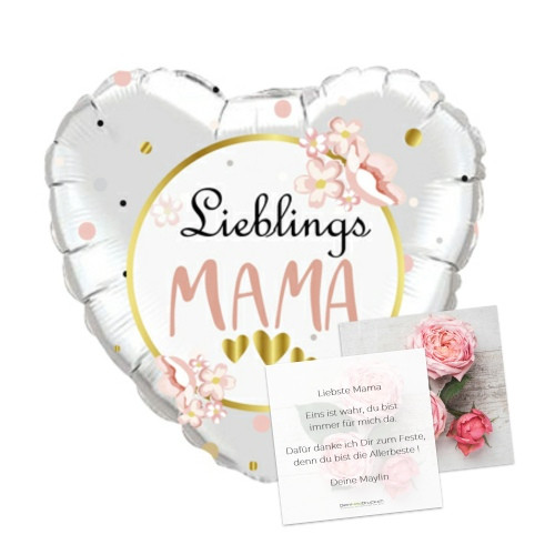 Mama rosa | Heliumballon & Grusskarte - befüllt