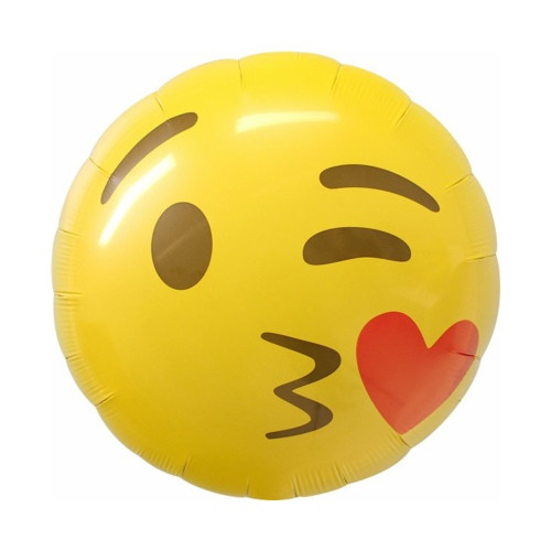 Emoji Herz Kuss | Heliumballon 46 cm - befüllt